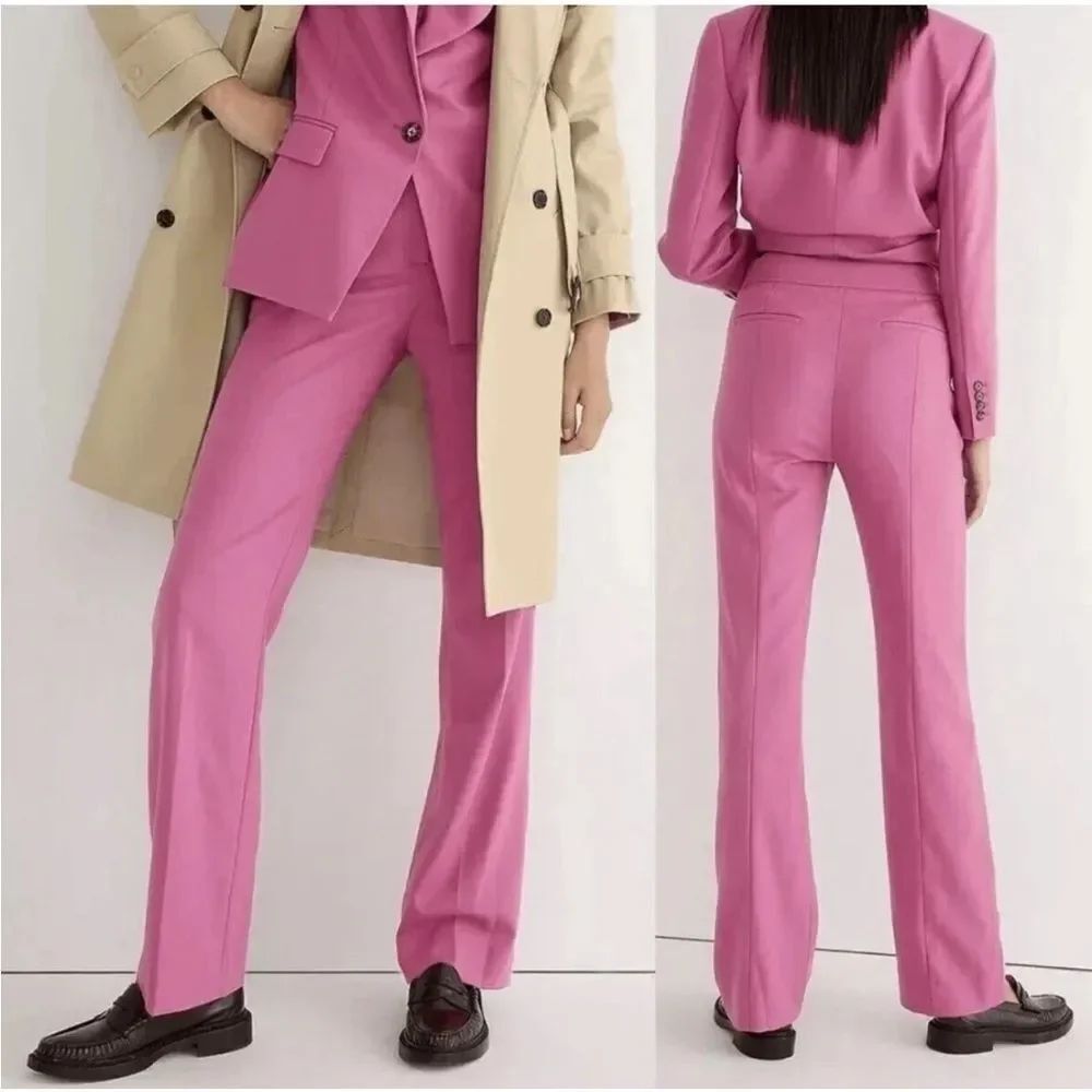J.Crew Willa Full length Flare Pants Italian City Wool Pink Garden Dahlia
